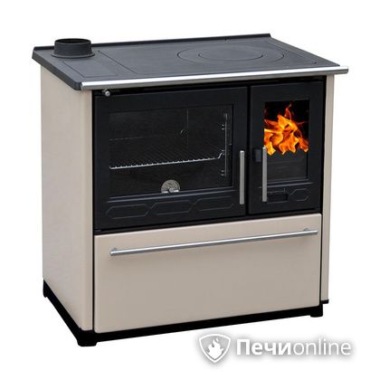 Отопительно-варочная печь Plamen 850 Glas крем труба слева в Горно-Алтайске
