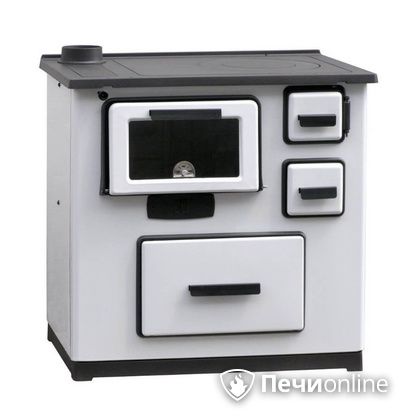 Отопительно-варочная печь Plamen Slavonac белая труба слева в Горно-Алтайске