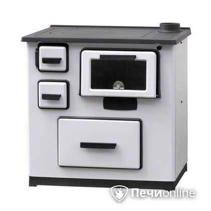 Отопительно-варочная печь Plamen Slavonac белая труба справа в Горно-Алтайске