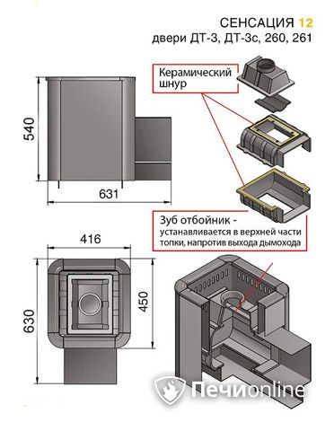 Дровяные печи-каменки Везувий Сенсация 12 Антрацит (ДТ-3С) в Горно-Алтайске