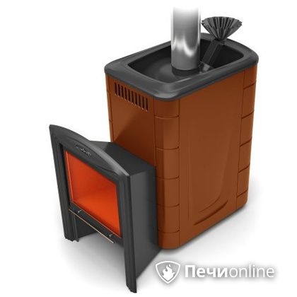 Дровяная банная печь TMF Гейзер 2014 Carbon Витра терракота в Горно-Алтайске