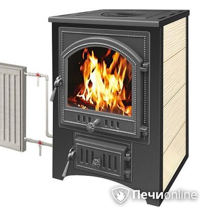 Печь-камин Везувий ПК-01(205) с плитой и теплообменником бежевый в Горно-Алтайске