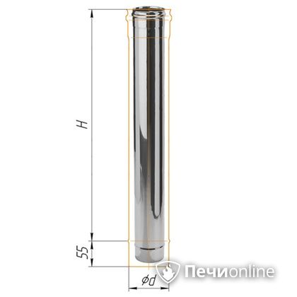 Дымоход Феррум Дымоход нержавейка 08 d-115 L=1м в Горно-Алтайске