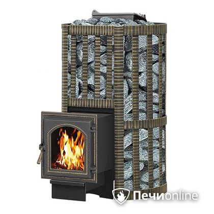 Дровяная банная печь Везувий Ураган Ковка 22 (270) с закрытой каменкой чугун в Горно-Алтайске