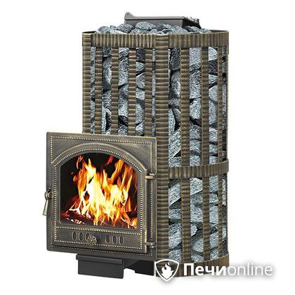 Дровяная банная печь Везувий Ураган Ковка 22 (205) с закрытой каменкой чугун в Горно-Алтайске