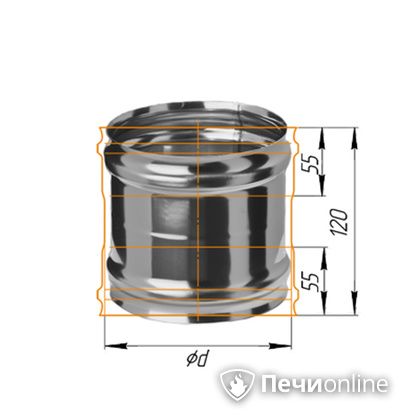 Дымоход Феррум Адаптер ММ для печи нержавеющий 08 d-150 в Горно-Алтайске